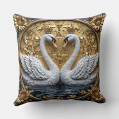 Luxe Gekroonde Zwaan Royal Gold Elegant Romantisch Kussen (Achterkant)