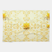 Luxe Gele Tulp Damast Paas Keukenhanddoek (Horizontaal)