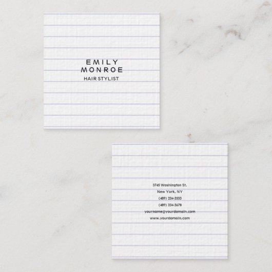 Luxe, gelinkt papier met modern, minimalistisch vierkante visitekaartje (Voorkant / Achterkant)