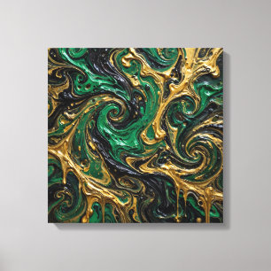 Luxe gemarmerde abstracte schildering - Smaragd Go Canvas Afdruk