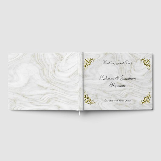 Luxe gemarmerde en gouden bruiloft gastenboek (Volledig)