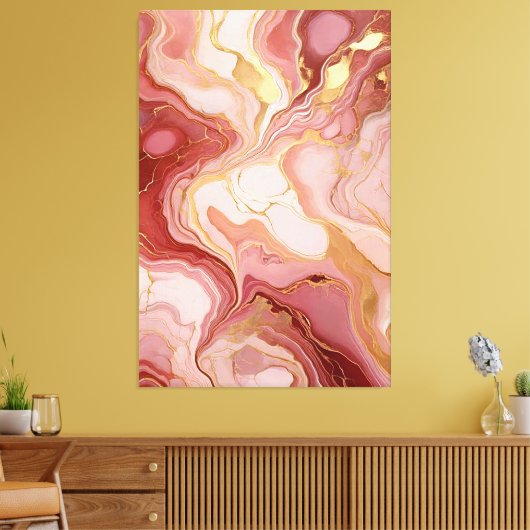 Luxe gemarmerde terracotta en ivoor decoratief canvas afdruk (Insitu (Woonkamer))