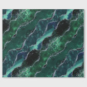 Luxe Gemstone Emerald Glitter Agate Cadeaupapier (Vlak)