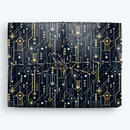 Luxe Geometrisch Blauw en Goud Art Deco Cadeaupapier