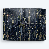 Luxe Geometrisch Blauw en Goud Art Deco Cadeaupapier