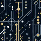 Luxe Geometrisch Blauw en Goud Art Deco Cadeaupapier