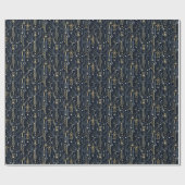 Luxe Geometrisch Blauw en Goud Art Deco Cadeaupapier (Vlak)