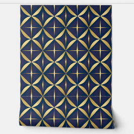 Luxe geometrisch goud en marine behang