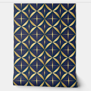 Luxe geometrisch goud en marine behang