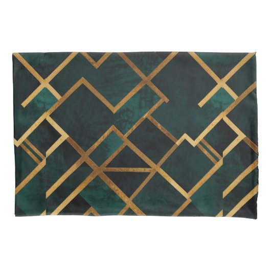 Luxe geometrisch goud en smaragd kussensloop (Voorkant)