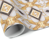 Luxe geometrisch goud en witte kerst cadeaupapier (Rol Hoek)