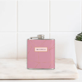 Luxe geometrisch goud heupfles