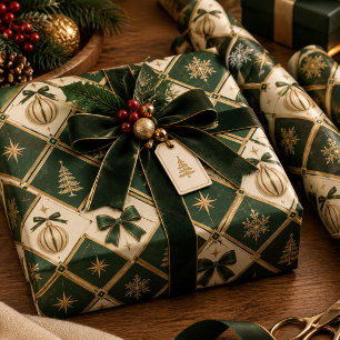 Luxe geometrisch kerstcadeaupapier cadeaupapier