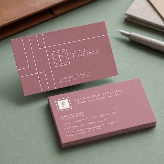Luxe geometrisch minimalistisch monogram ontwerp visitekaartje