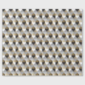 Luxe geometrisch: zwart, goud patroon cadeaupapier (Vlak)