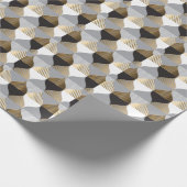 Luxe geometrisch: zwart, goud patroon cadeaupapier (Hoek)