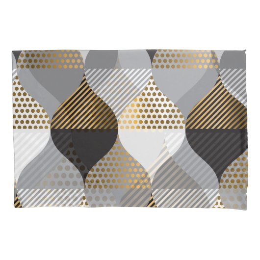 Luxe geometrisch: zwart, goud patroon kussensloop (Voorkant)