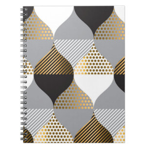 Luxe geometrisch: zwart, goud patroon notitieboek
