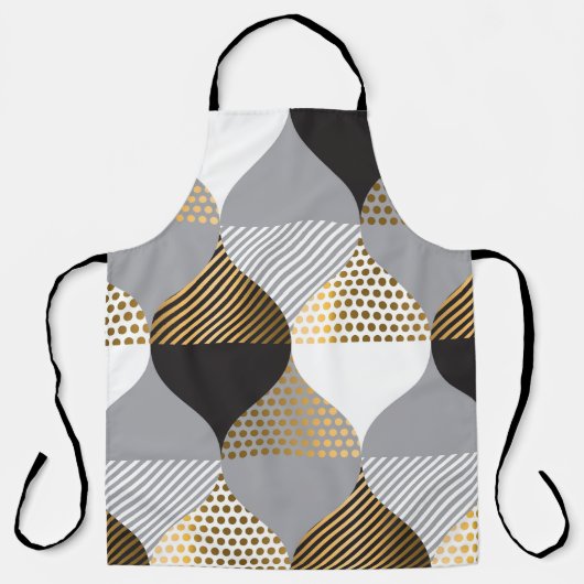 Luxe geometrisch: zwart, goud patroon schort (Voorkant)