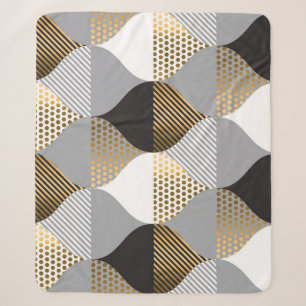 Luxe geometrisch: zwart, goud patroon sherpa deken