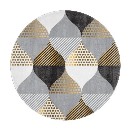 Luxe geometrisch: zwart, goud patroon snijplank (Voorkant)