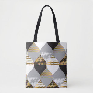 Luxe geometrisch: zwart, goud patroon tote bag