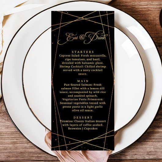 Luxe Geometrische Black Tie Trouwdiner Menu