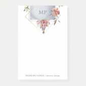 Luxe geometrische bloem met monogram post-it® notes (Voorkant)