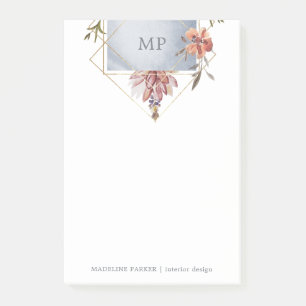 Luxe geometrische bloem met monogram post-it® notes