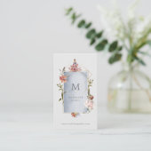 Luxe geometrische Floral met monogram Visitekaartje (Staand voorkant)