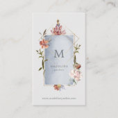 Luxe geometrische Floral met monogram Visitekaartje (Voorkant)