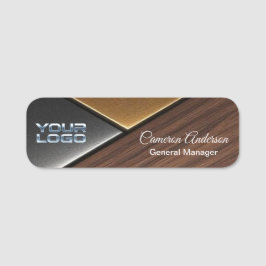 Luxe Geometrische Houten Metaal Naambadge Naamplaatje