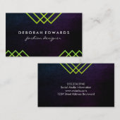 Luxe geometrische lijnen Chic-structuur Visitekaartje (Voorkant / Achterkant)