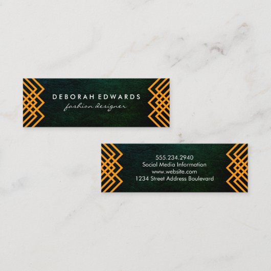Luxe geometrische lijnen chique textuur mini visitekaartje (Voorkant / Achterkant)