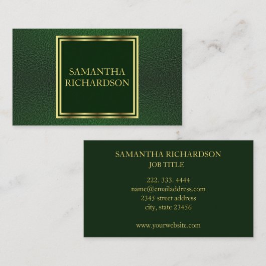 Luxe geometrische smaragd en gouden professional visitekaartje (Voorkant / Achterkant)