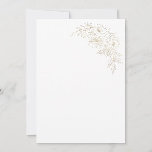 Luxe geometrische wit gouden bloemenbruiloft kaart (Achterkant)