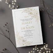 Luxe geometrische wit gouden bloemenbruiloft kaart