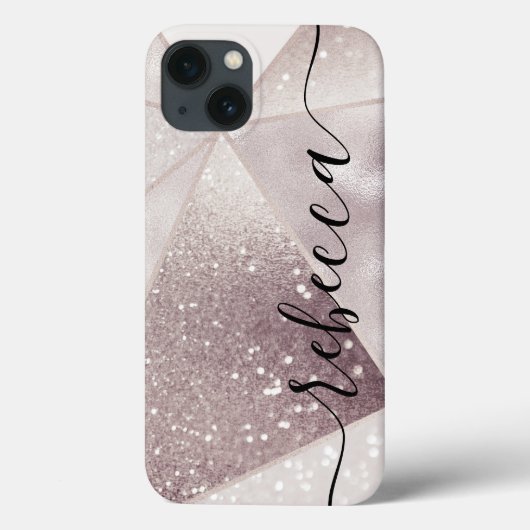 Luxe geometrische zilveren glitter aangepaste scri Case-Mate iPhone case (Achterkant)