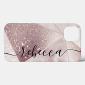 Luxe geometrische zilveren glitter aangepaste scri Case-Mate iPhone case (Achterkant (horizontaal))