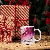 Luxe gepersonaliseerd roze, Paarse & gouden marmer Koffiemok