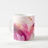 Luxe gepersonaliseerd roze, Paarse & gouden marmer Koffiemok (Voorkant links)