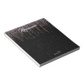 Luxe gepersonaliseerd zilver Roos goud chique zwar Notitieblok (Schuin)