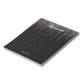 Luxe gepersonaliseerd zilver Roos goud chique zwar Notitieblok (Linkerzijde)