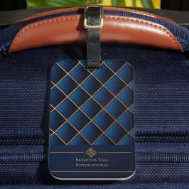 Luxe Gepersonaliseerde Bagage Tag Navy Goud Bagagelabel