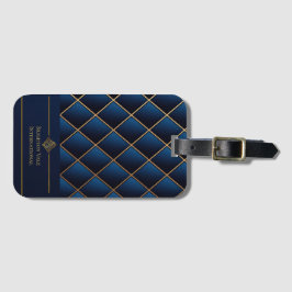 Luxe Gepersonaliseerde Bagage Tag Navy Goud Bagagelabel