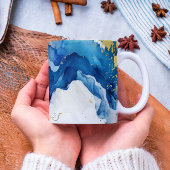 Luxe gepersonaliseerde blauw & gouden Waterverf Mo Koffiemok