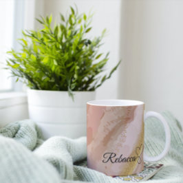 Luxe gepersonaliseerde Brown & Gold Waterverf Mok