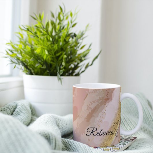 Luxe gepersonaliseerde Brown & Gold Waterverf Mok