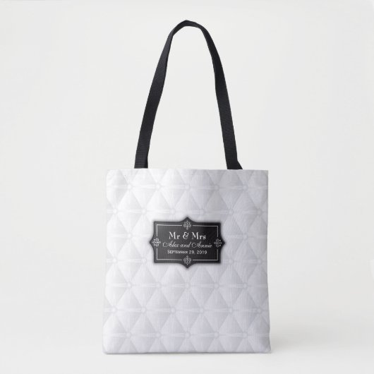 Luxe gepersonaliseerde bruiloft Canvas tas (Voorkant)