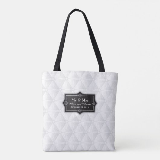 Luxe gepersonaliseerde bruiloft Canvas tas (Achterkant)